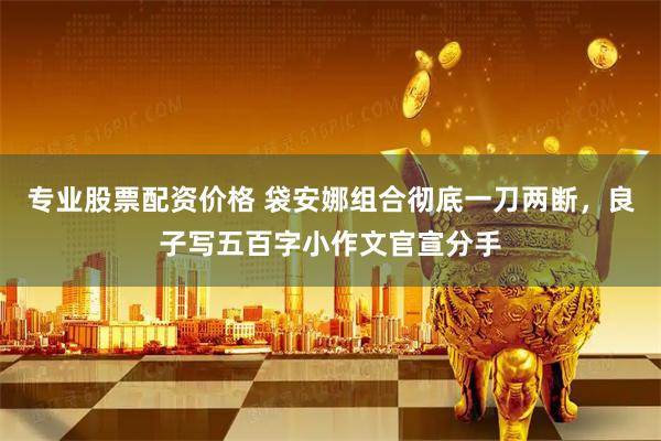 专业股票配资价格 袋安娜组合彻底一刀两断，良子写五百字小作文官宣分手